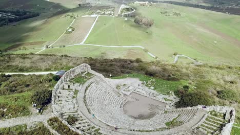 drone view of the theatre of segesta, sicily, italy