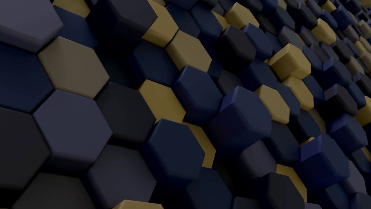 4K Abstract Tech Honeycomb Grid. 3D Animation.