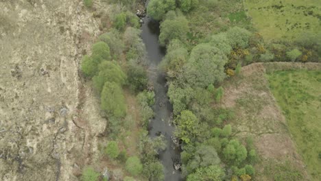 Stream-Flowing-In-Vegetated-Rivershore-In-The-Valley-Of-Kerry-County-In-Ireland