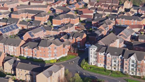 A-view-from-above-on-the-rooftops-of-Grand-Central-House,-Derby,-UK