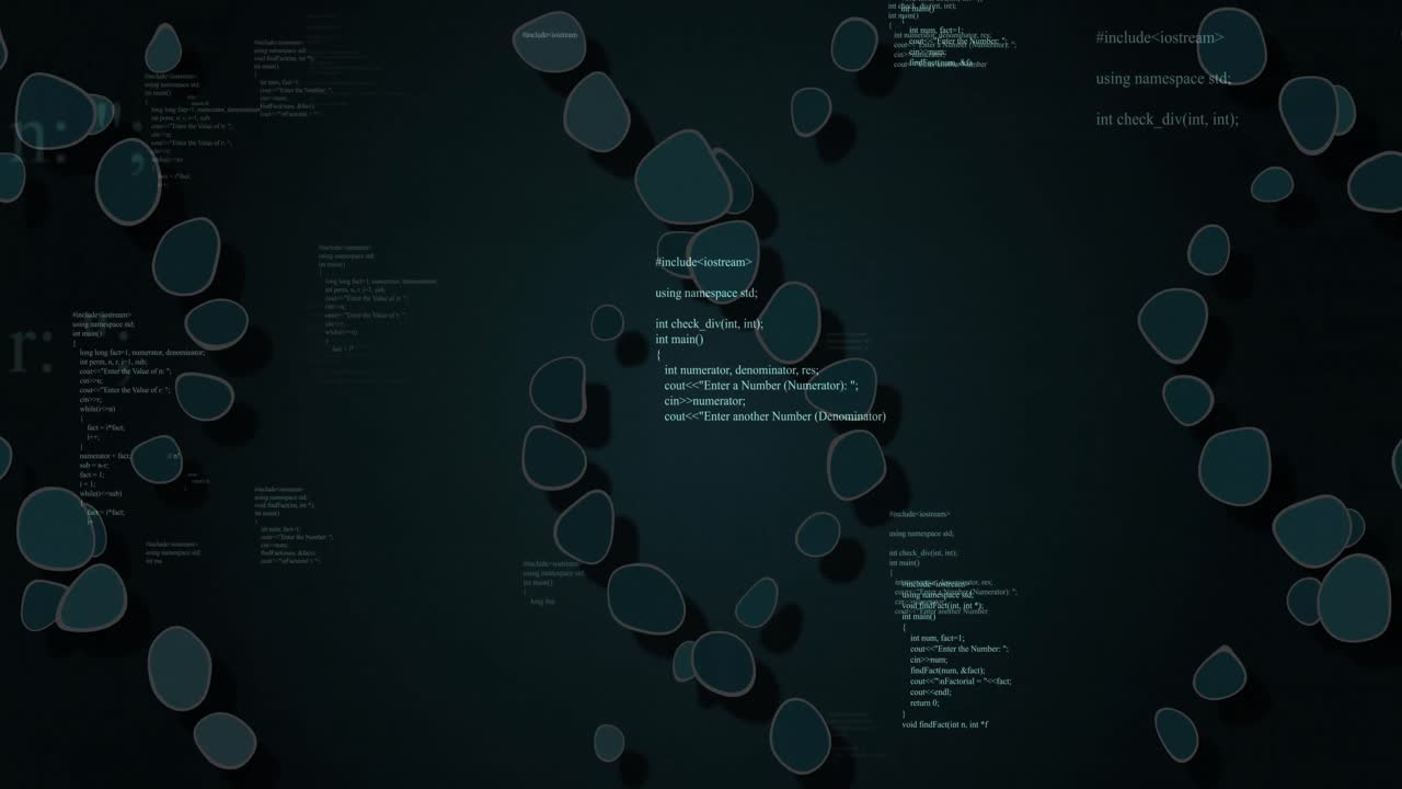 À l'ouverture, des ovales apparaissent près d'un code et dérivent vers l'intérieur, formant une hélice pulsante qui visualise l'ADN.