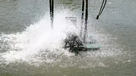 water turbine spinning for clean and treatment with ambient sound