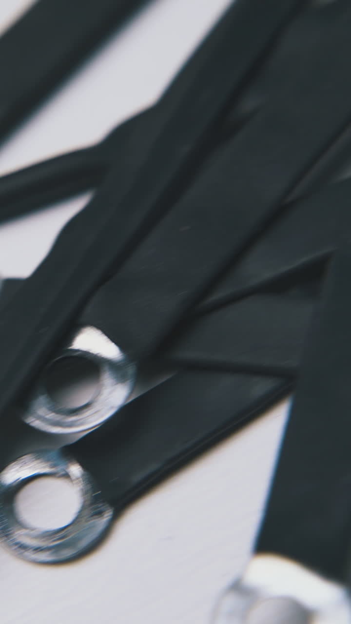 pile of details for thermal contraction tubes lie on clean white background extreme close view