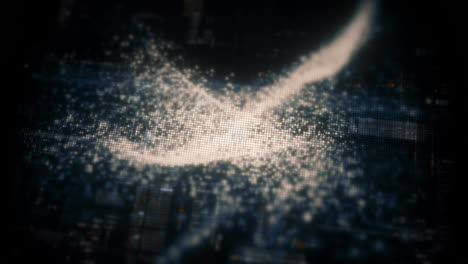 abstract particle motion with vibrant colors, digital flowing particles, vr, futuristic sci-fi, tech innovation, and immersive cyber space background