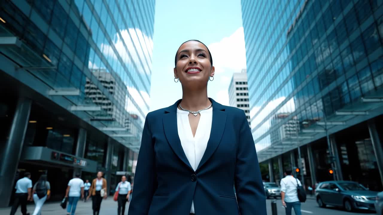 mujer de negocios confiada en la ciudad