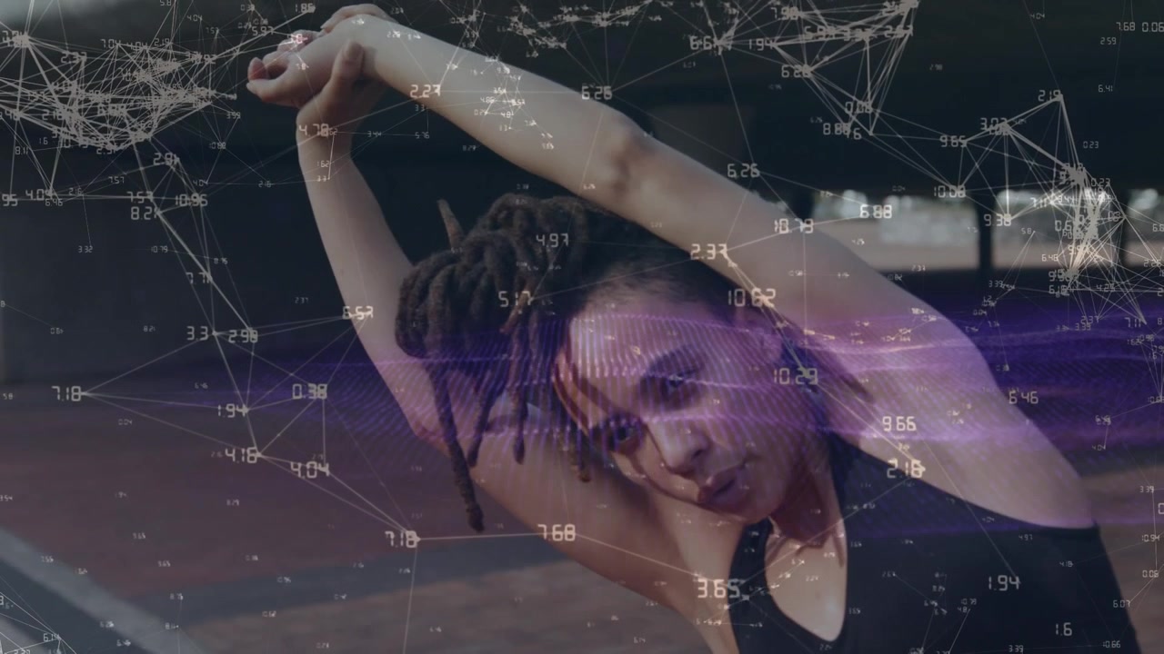 Animation of tunnel over man and woman exercising