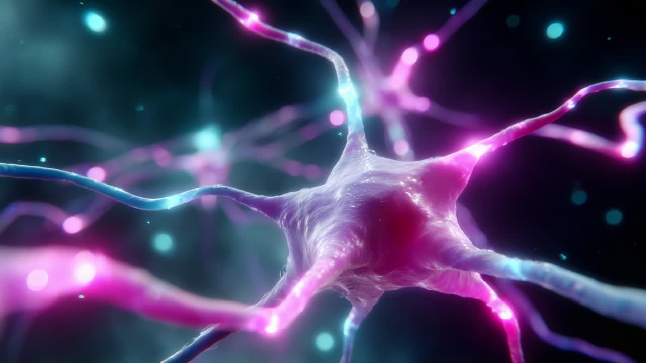 A Stunning Visualization of Neurons: This captivating imagery showcases the intricate structure of neurons pulsing with life, revealing their connections and the vibrant energy that drives communication in the nervous system
