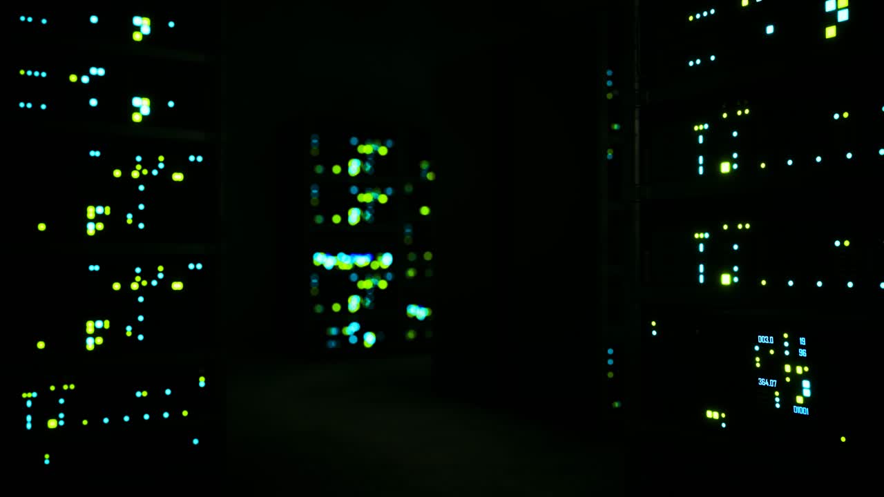 Clean industrial interior of a data server room with servers