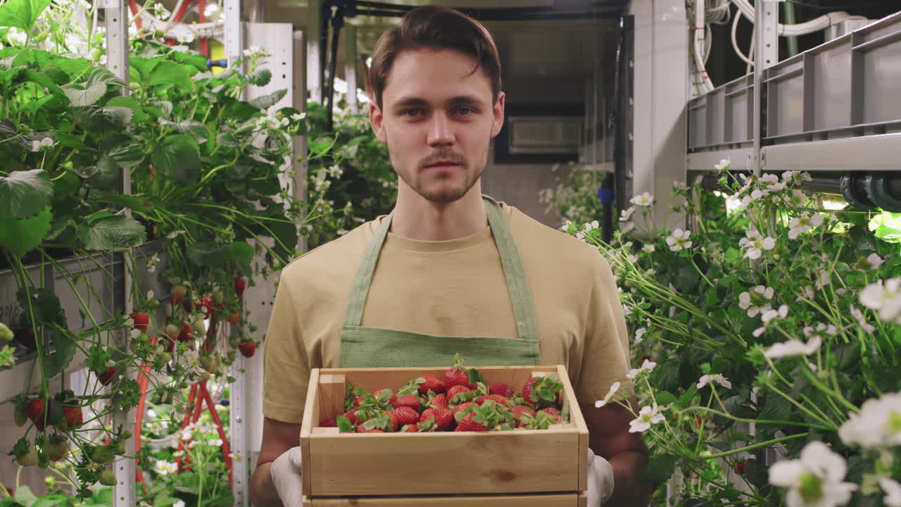 Harvesting Strawberries in a Vertical Farm