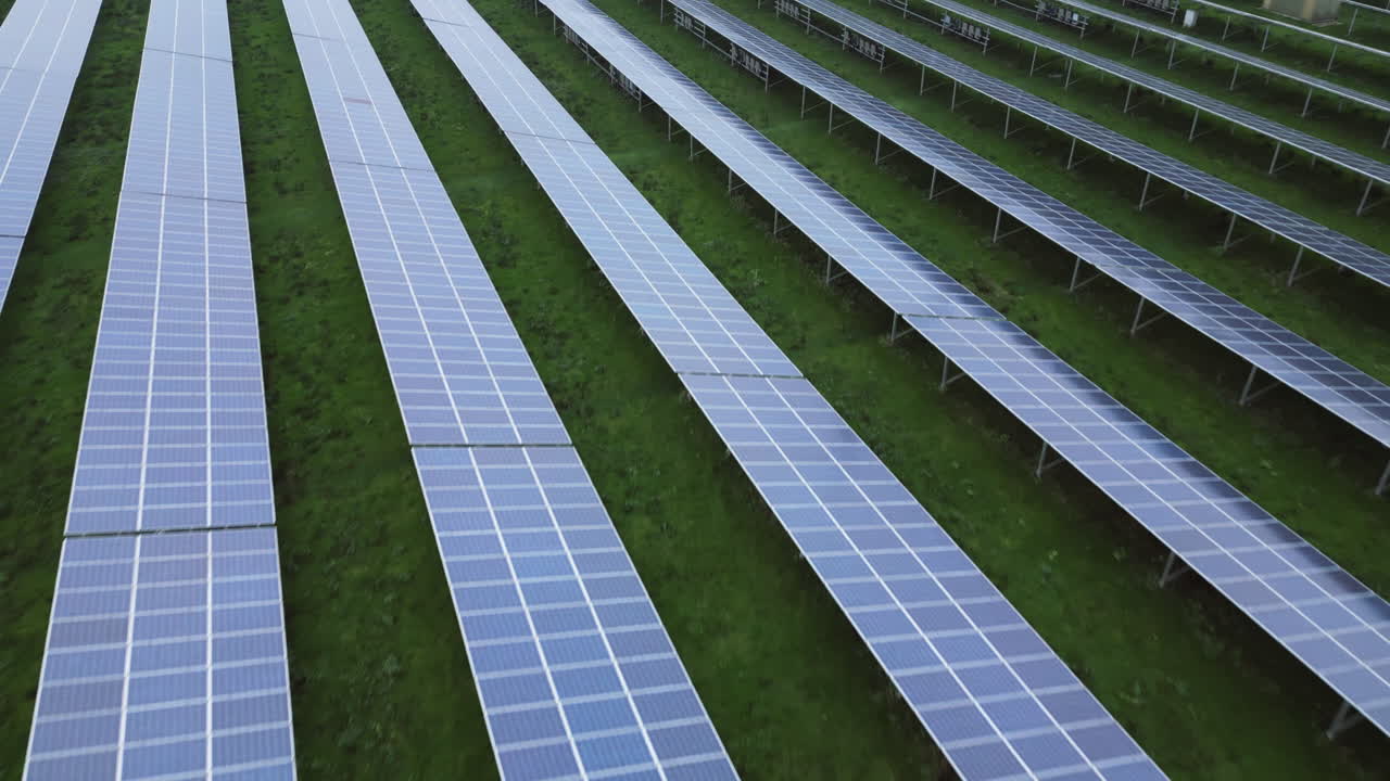 Solar Panels In Solar Park, Endless Patterns, Diagonal Lines, Low Drone ...