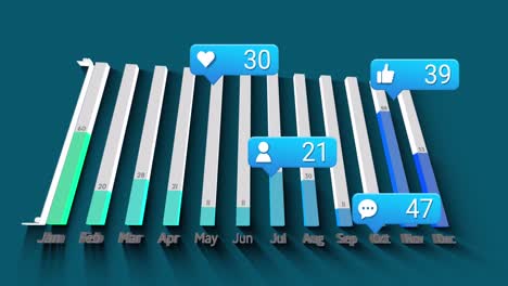 Animation-of-data-processing-over-media-icons