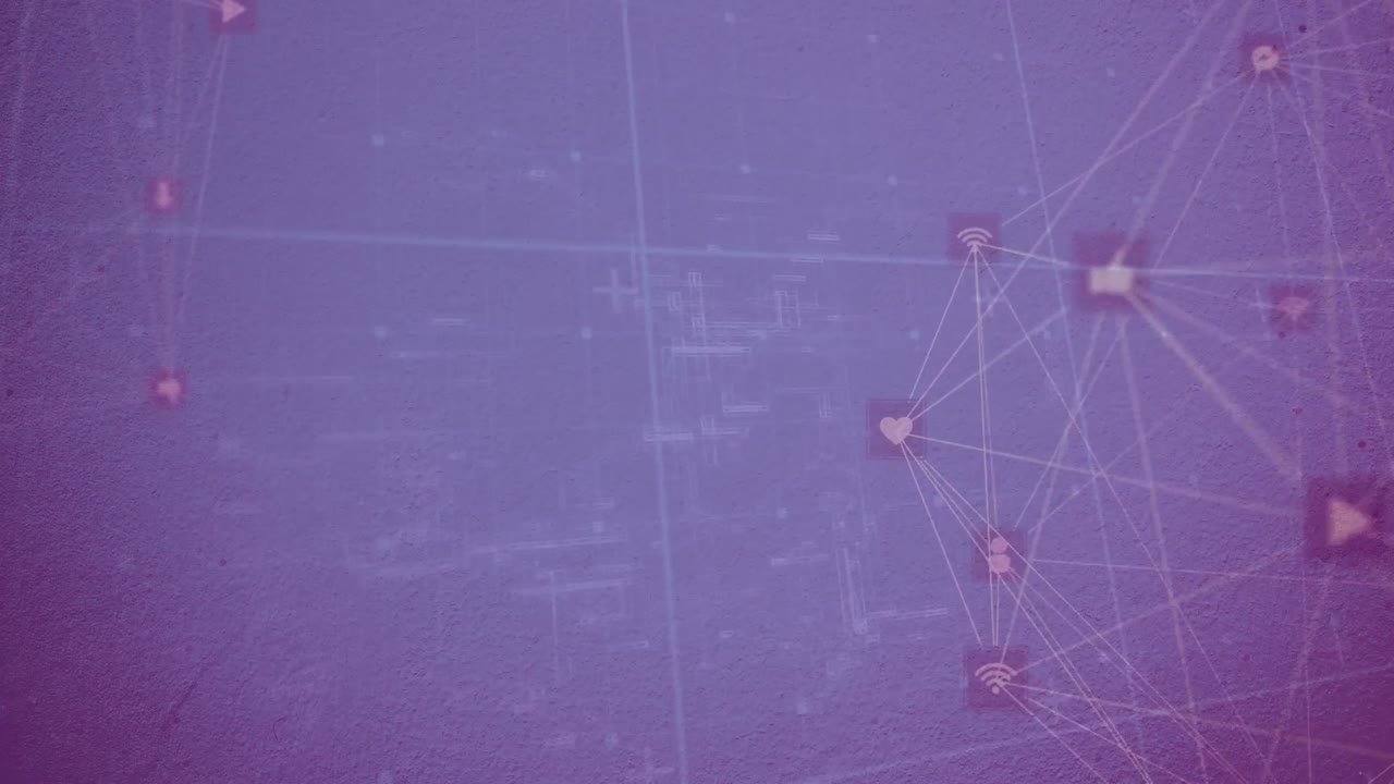 animación de formas verdes sobre redes de conexiones con íconos en fondo negro