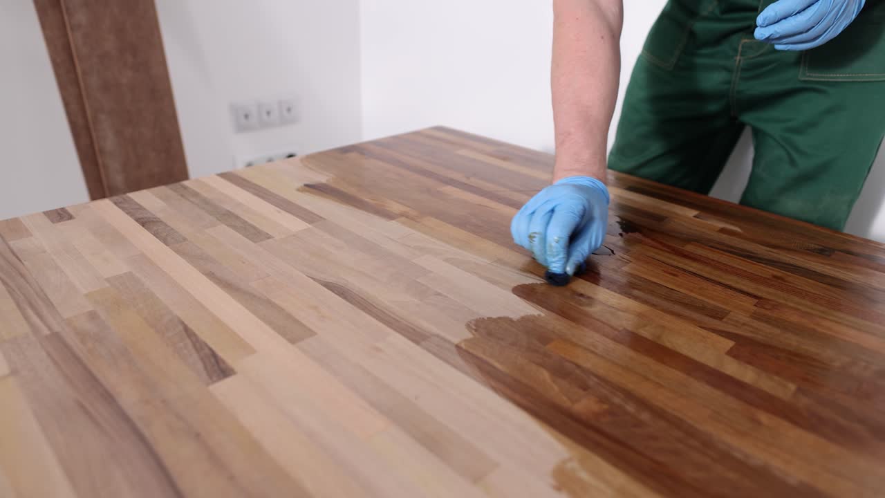 Staining a wooden table
