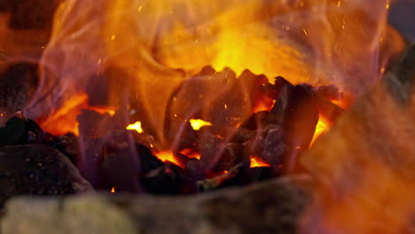 close up of a fire burning in a blacksmith shop