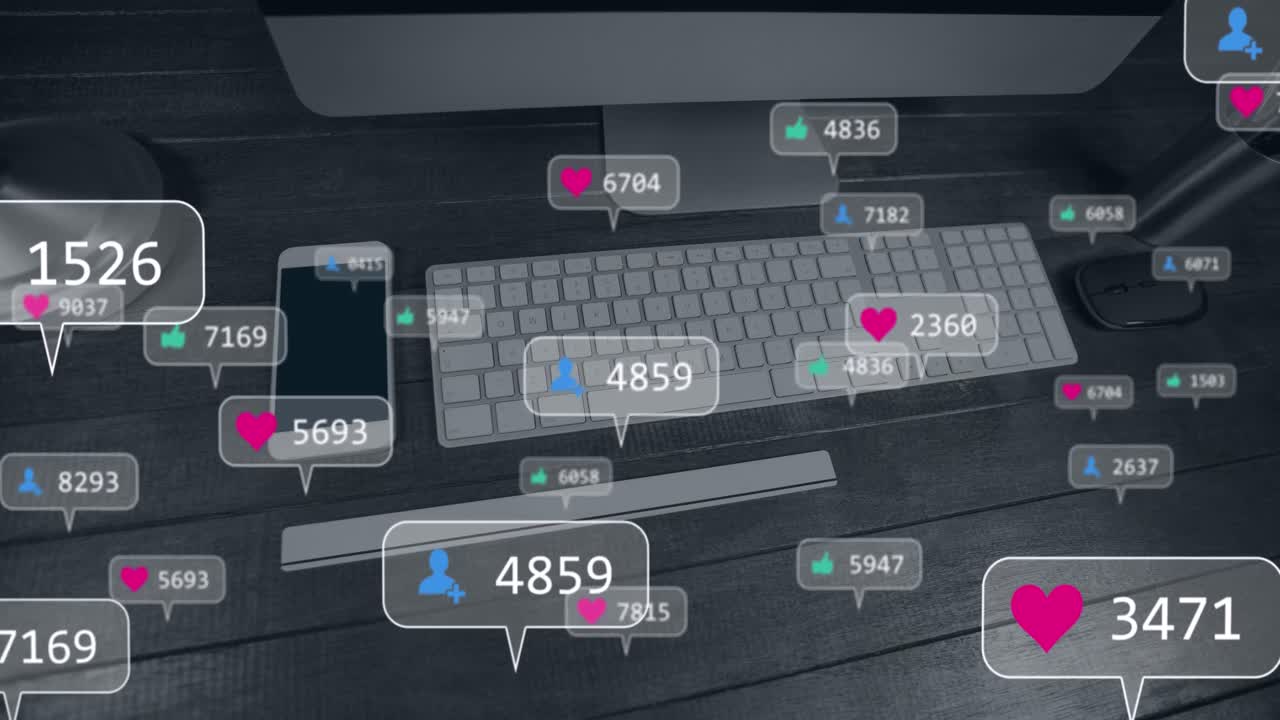 animación de los iconos de los medios en la oficina