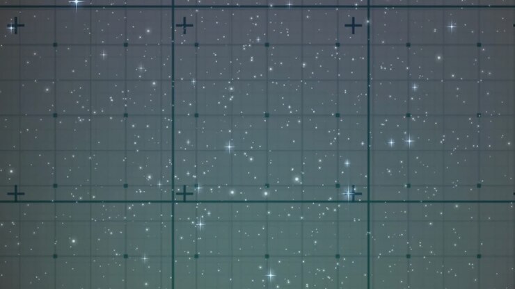 Starting playback, digital star field overlaying grid flickering while checking grid alignment