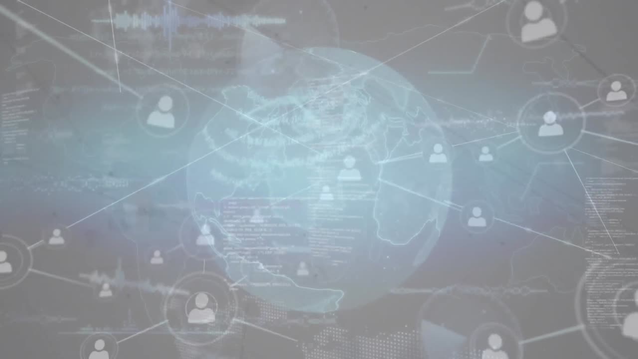 사람들과의 연결의 네트워크와 함께 지구의 애니메이션 아이콘