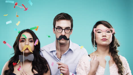 Crazy-geek-man-with-beautiful-women-confetti-shower-slow-motion-party-photo-booth