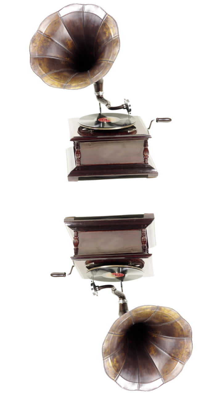 tocadiscos de gramofono giratorios abstractos en posición vertical