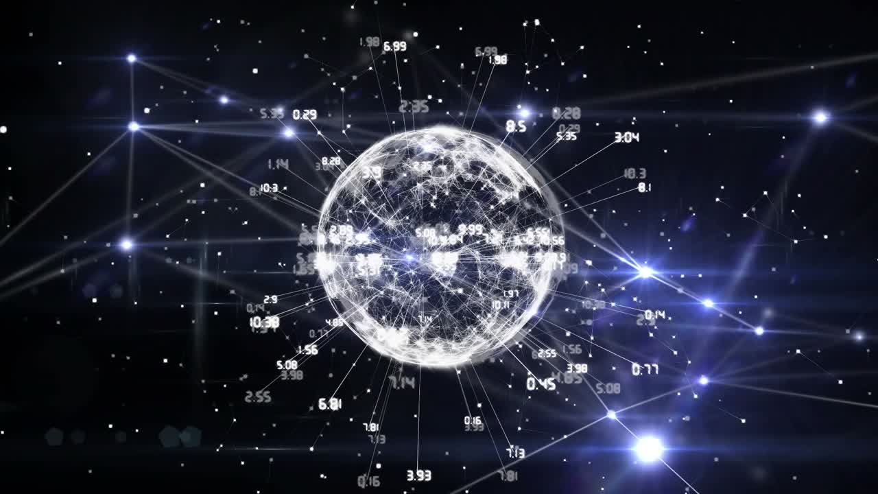 黒い背景に数字が浮かび上がる地球のアニメーション
