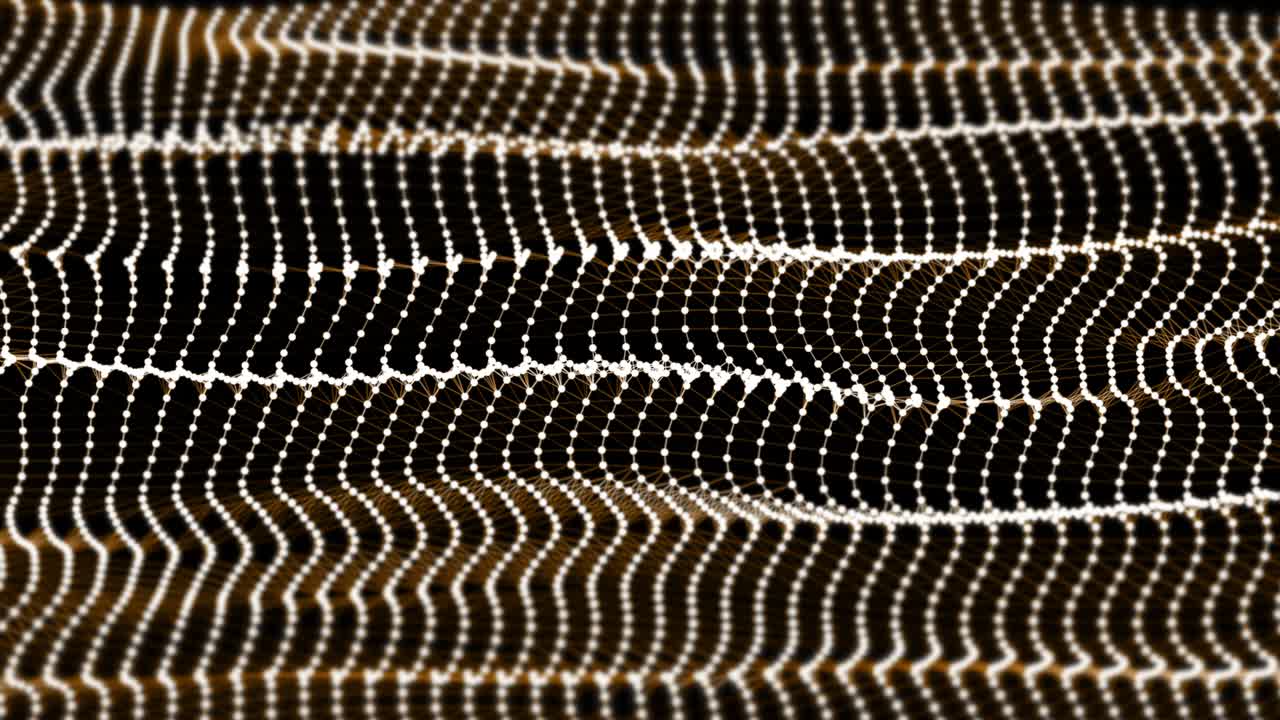 Wave of particles. Futuristic dots network background forming dynamic waves on seamless loop.