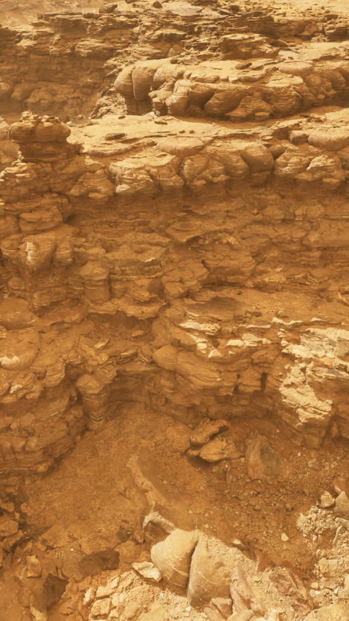 Exploration of rocky martian landscape with unique geological formations