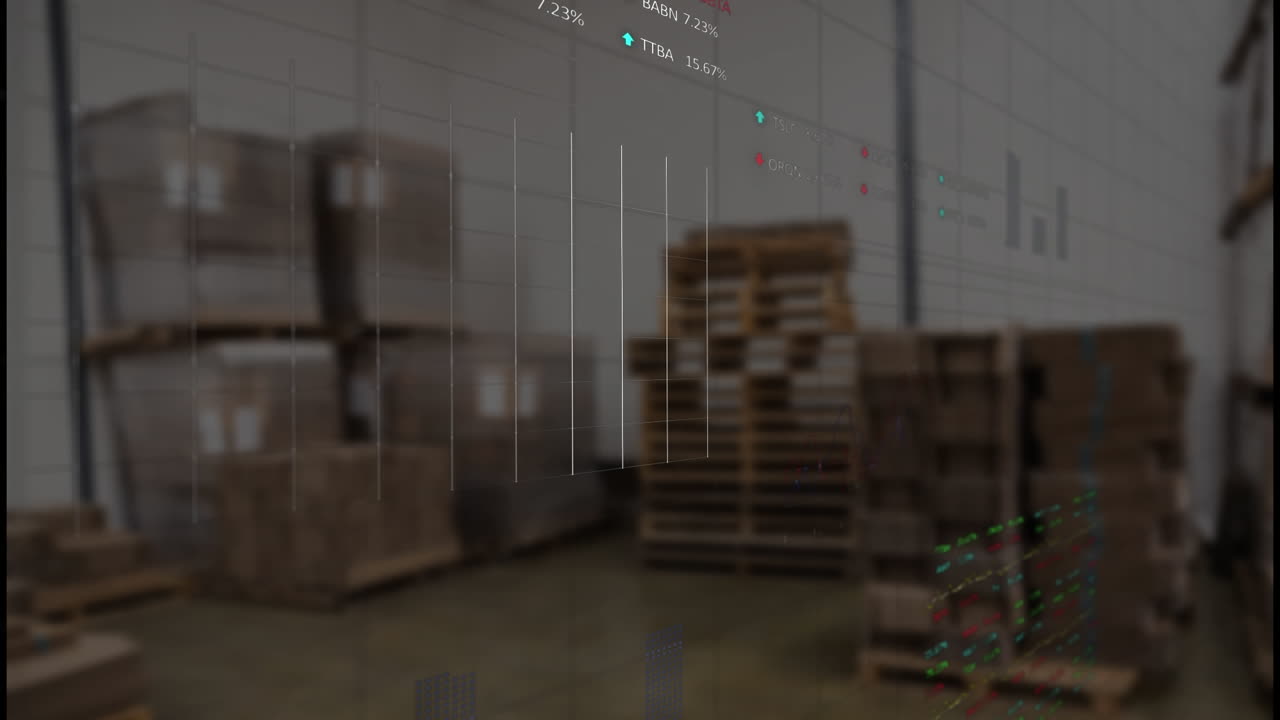 animación del procesamiento de datos estadísticos y bursátiles en relación con el almacén