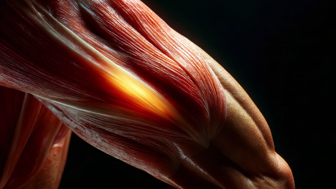 A Close-Up Exploration of Human Muscle Anatomy: Delving into the Striking Details of Muscle Fiber Structure and Dynamics Captured in Stunning Visuals of the Arm's Musculature