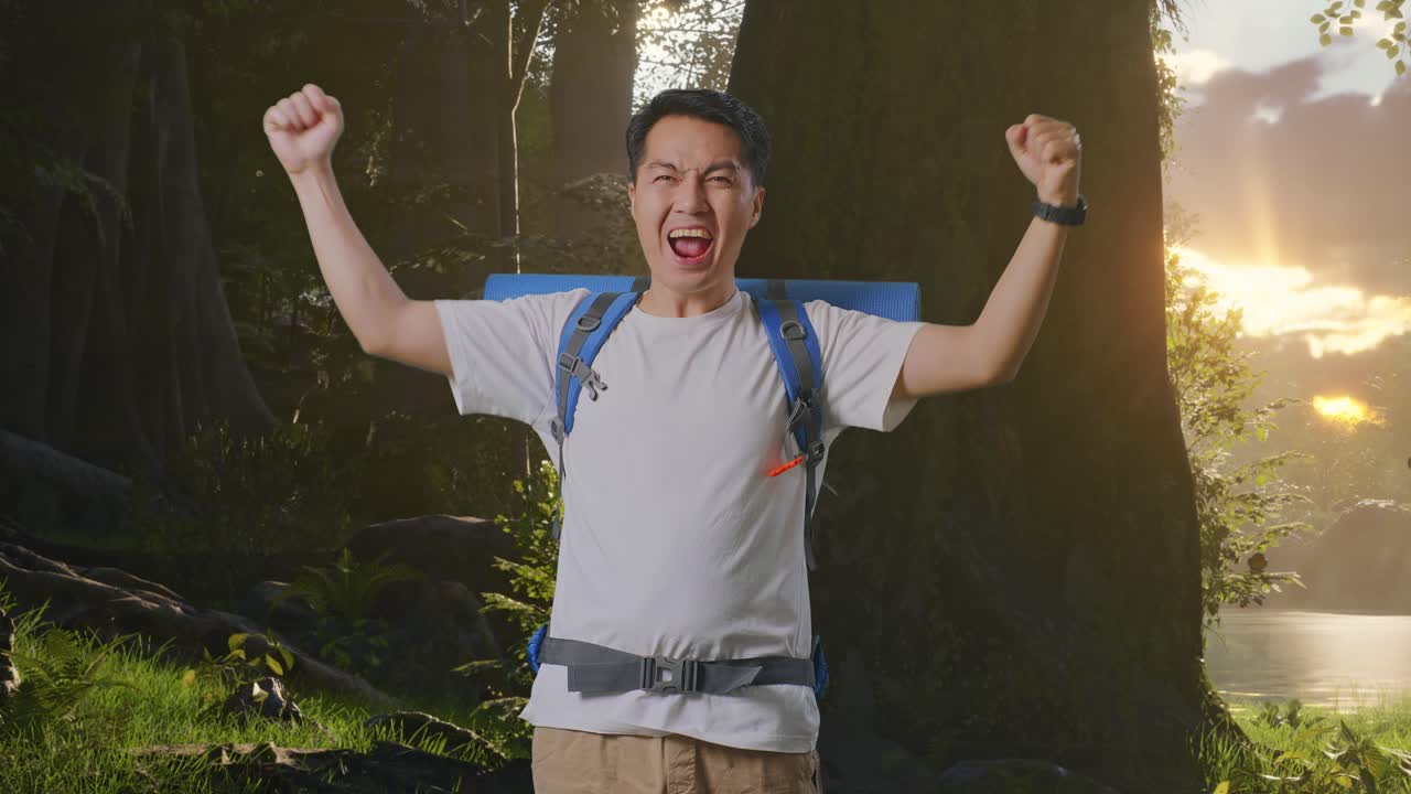 숲 속 의 행복 한 산책자