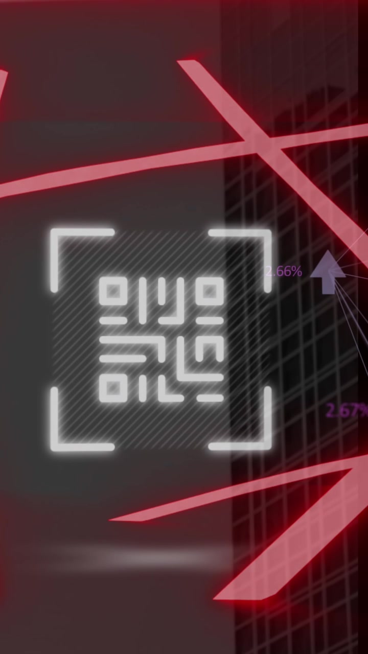Animation of caucasian businessman talking on smartphone over qr code