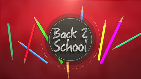 Back-2-School-with-kids-colorful-pencils-on-red-table