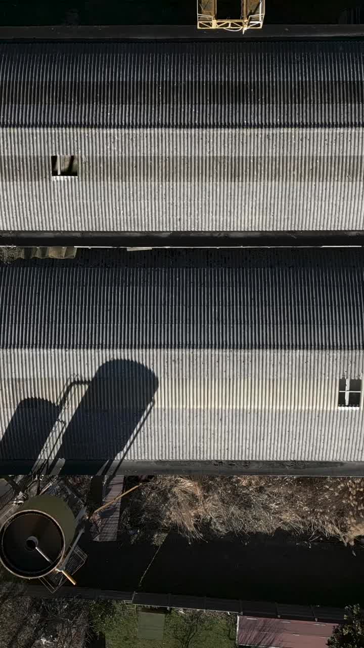 Aerial View of Corrugated Metal Building Roof