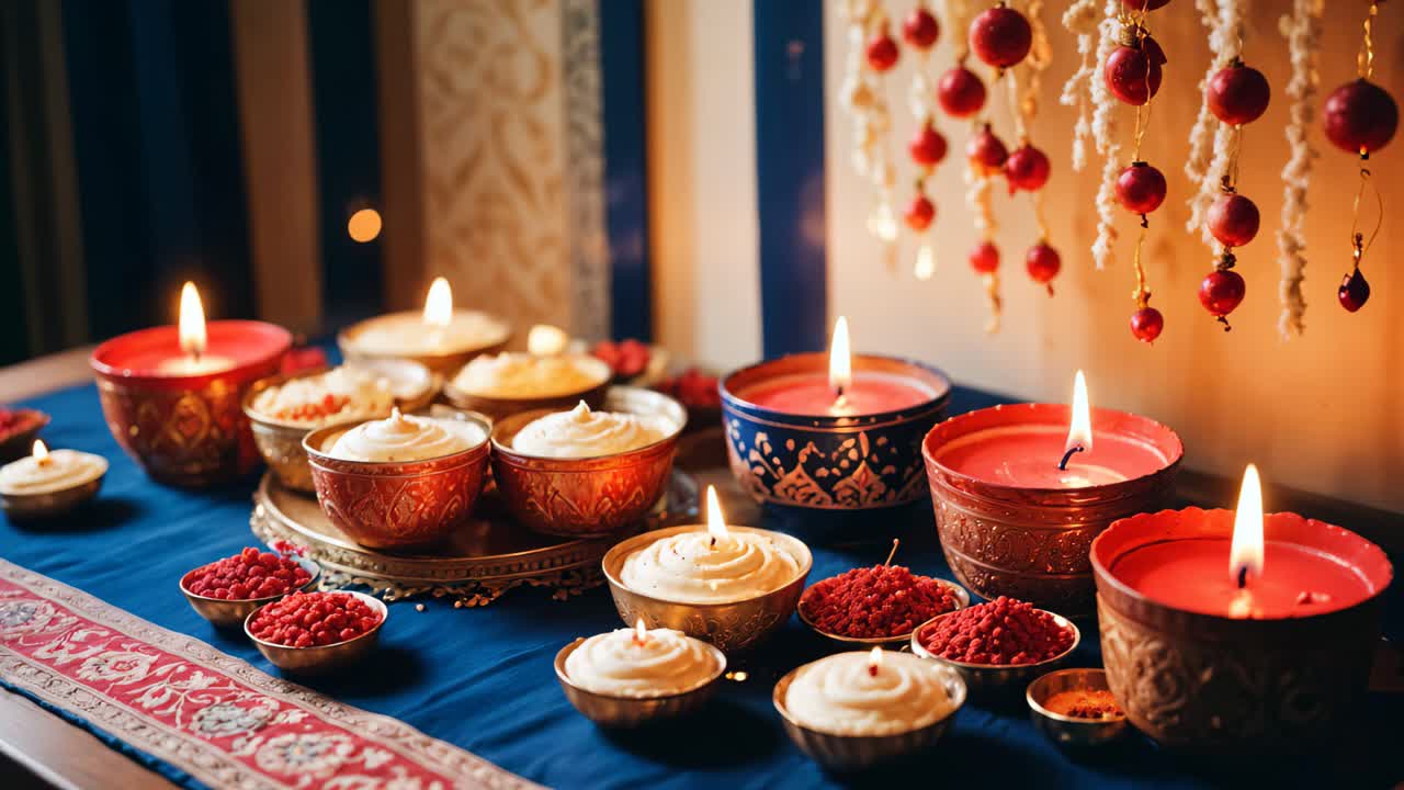 ceremonia tradicional india con velas y decoraciones