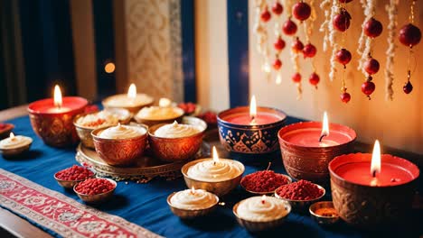 traditional indian ceremony with candles and decorations