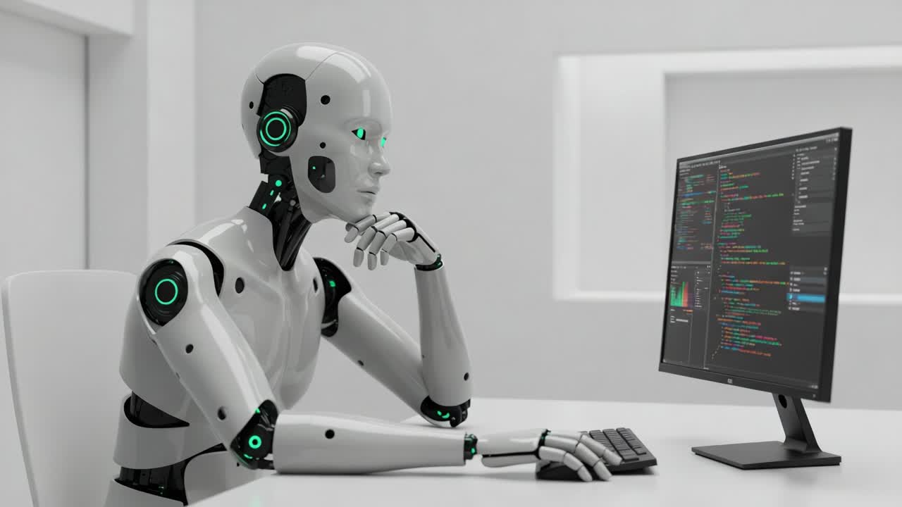A Thoughtful Robot Engaged in Programming: An Insightful Examination of AI Contemplation and Technology Interaction