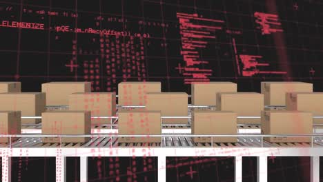 procesamiento de datos a través de la red de red contra múltiples cajas de entrega en la cinta transportadora