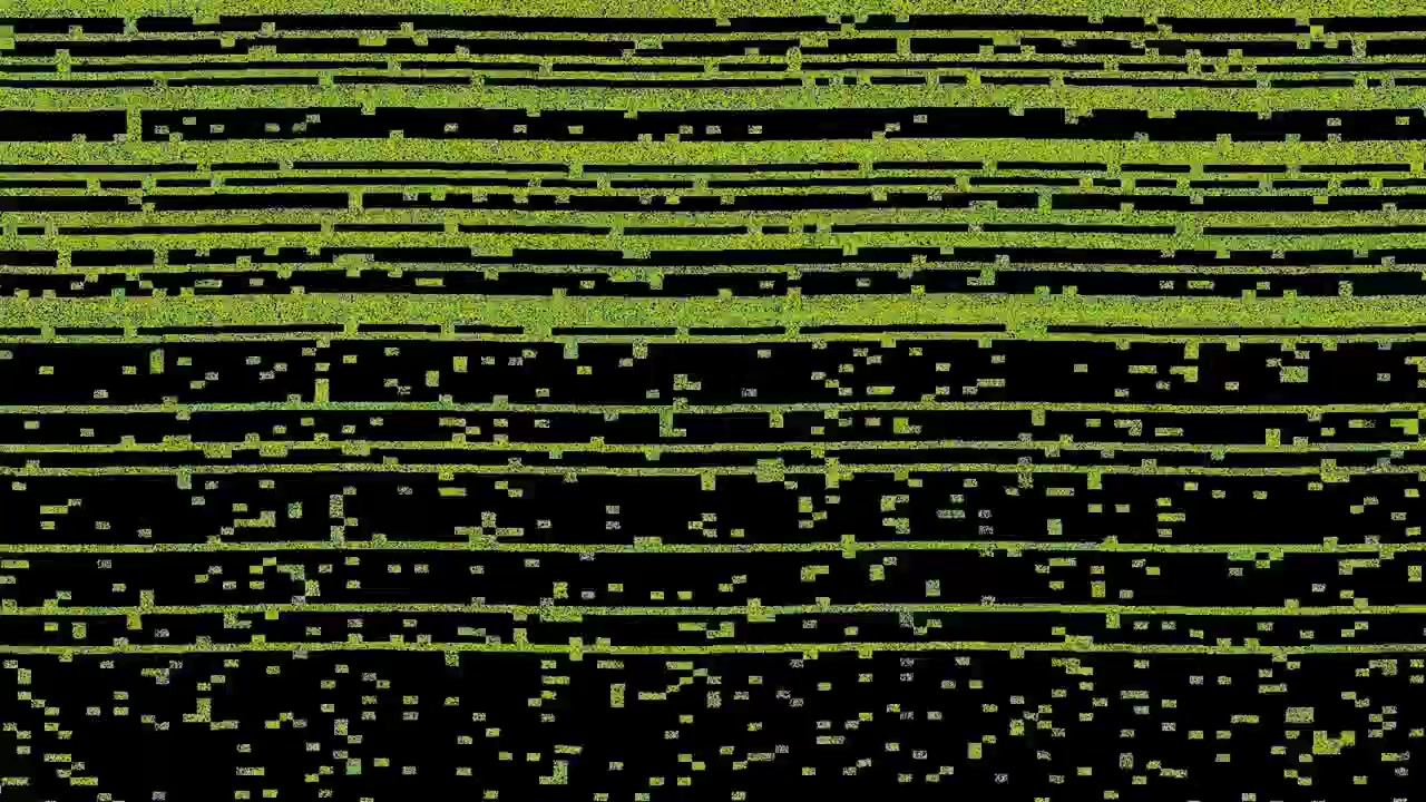 Effetto Glitch Digitale con Linee Orizzontali Verdi su Sfondo Nero