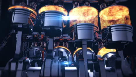 cg animation of a fuel injected v8 engine with explosions