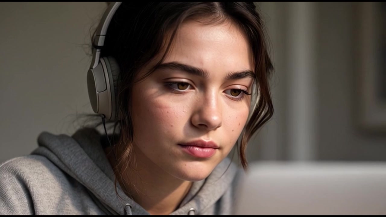 Young Woman Studying with Laptop and Notebook at Home
