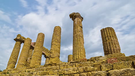 ruined ancient greek temple - templo de juno on capo colonna in calabria, italy