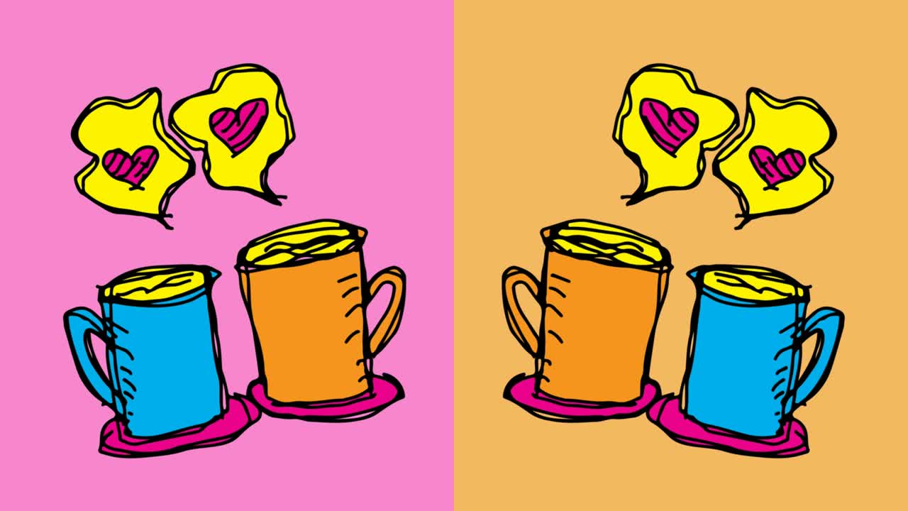 bambini che disegnano pop art sullo sfondo senza cuciture con il tema dell'amore