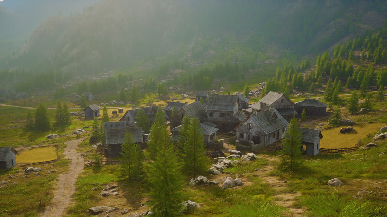 старые дома высоко в горах