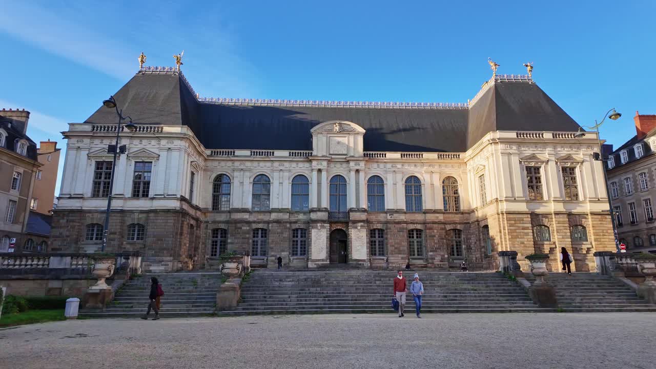 Brittany Parliament in Rennes city center, France. Dolly-in and Slow-motion