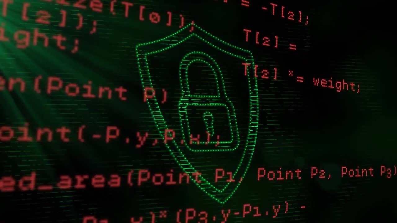 icono de candado de seguridad y procesamiento de datos contra un fondo negro