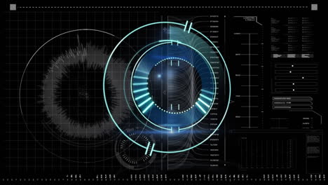 animación del escaneo del alcance sobre el procesamiento de datos sobre fondo negro