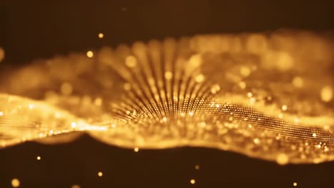 experience a mesmerizing display of golden waves flowing seamlessly while enchanting particles sparkle and dance throughout. this captivating visual composition draws you into its rich, vibrant world.