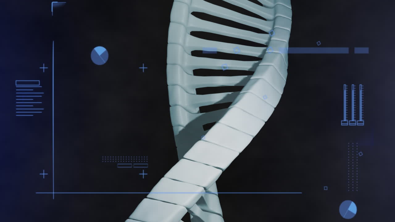 animación del procesamiento de datos sobre la cadena de adn