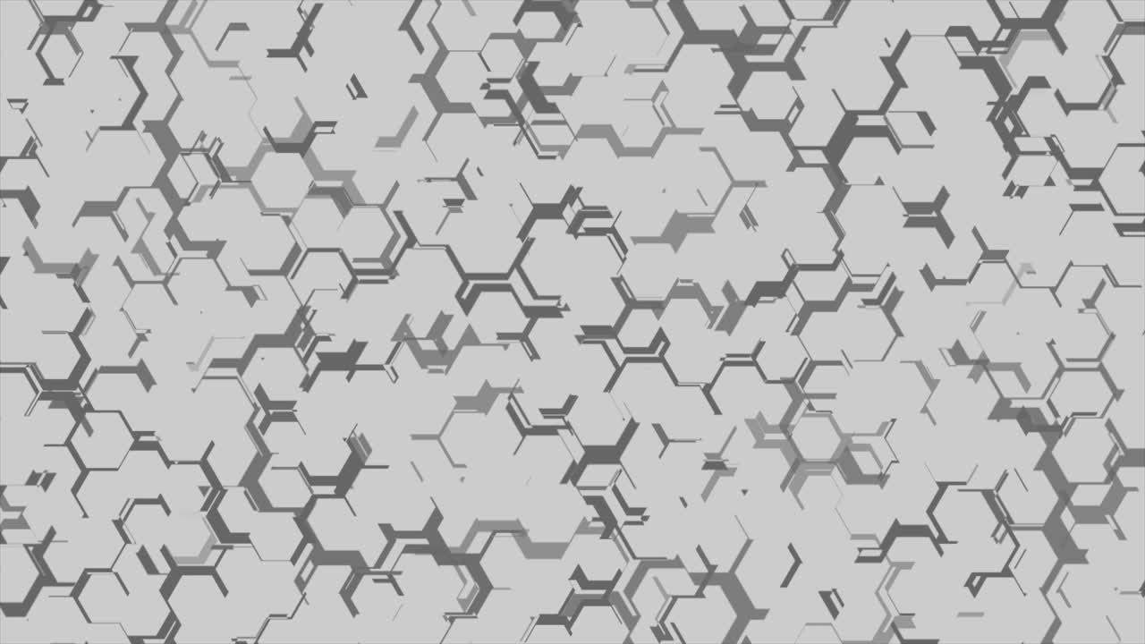 Abstract monochrome hexagonal pattern motion background