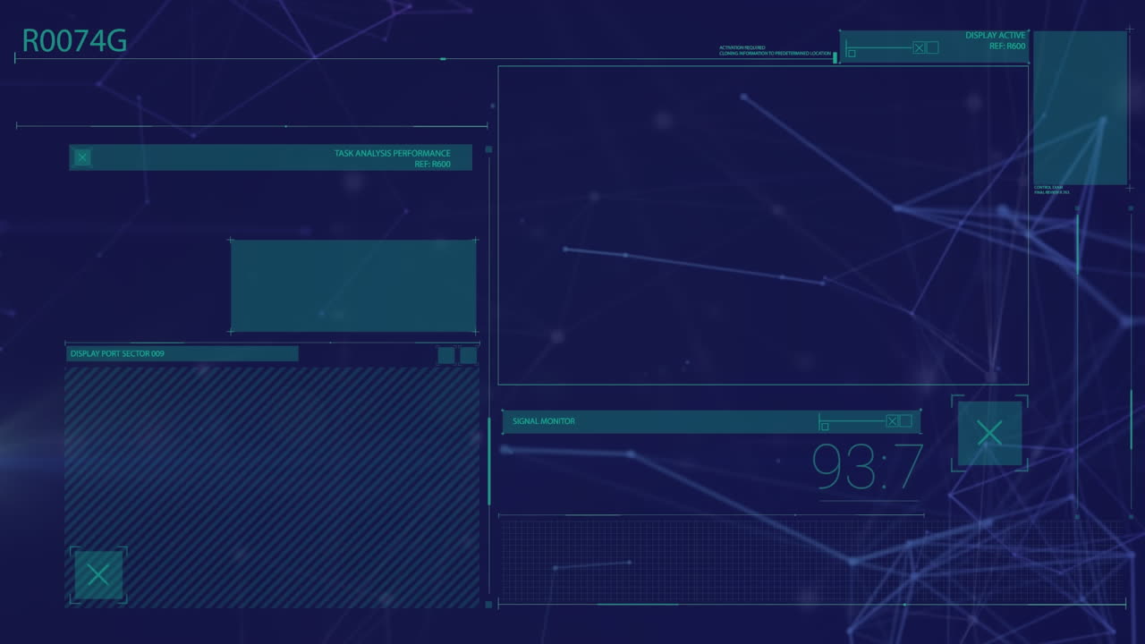 animación del procesamiento de datos a través de una red de conexiones sobre fondo negro