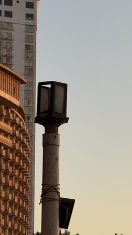 a view of a pillar of light for street, arc shot